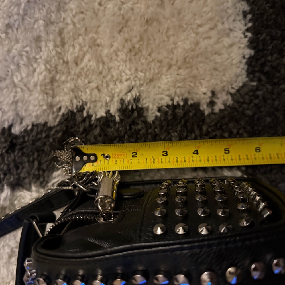 Black Studded Vegan Leather Crossbody Bag - Picture 7 of 9